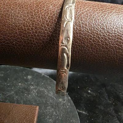 Vintage Sterling Silver Etched Floral Cuff Bracelet - Mexico 925 Open Design