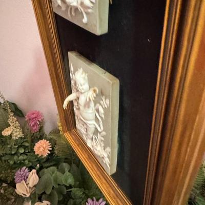 Pair of Cherub Framed Tiles