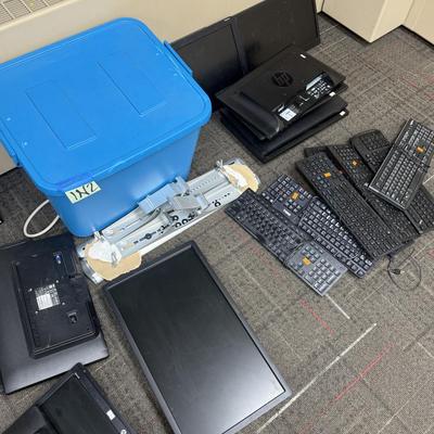 1N2-monitors, keyboards, empty plastic tote