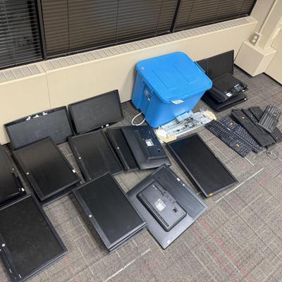 1N2-monitors, keyboards, empty plastic tote