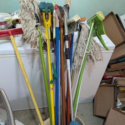 Assortment of mops and dust mops