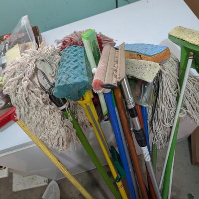 Assortment of mops and dust mops
