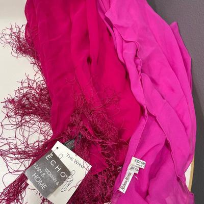 2 pink scarves