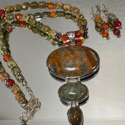 Possible Jasper necklace and earrings