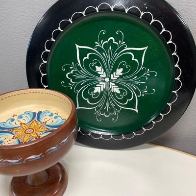 Norwegian Rosemaling plate and bowl