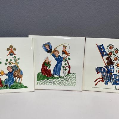 Three medieval ceramic tiles