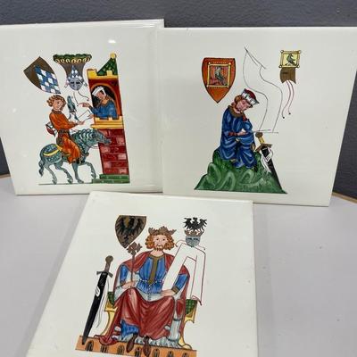 3 medieval ceramic tiles #2