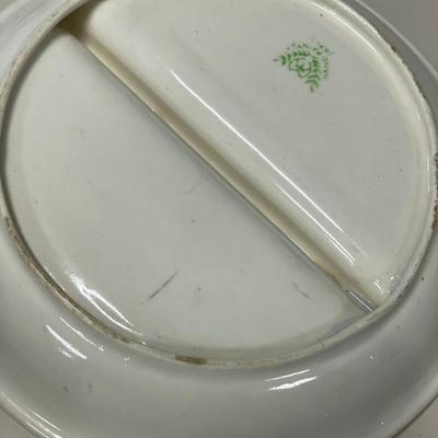 Green glass custard and divided dish