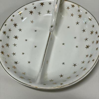 Green glass custard and divided dish