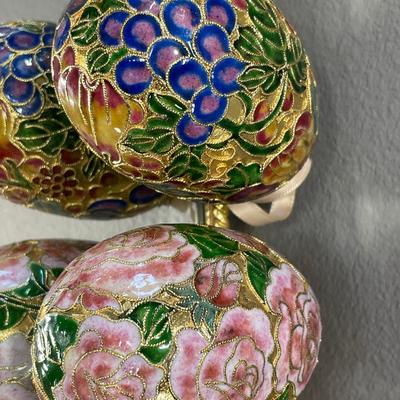 2 cloisonné egg ornaments