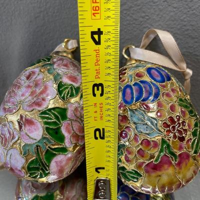 2 cloisonné egg ornaments