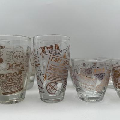 Mid-Century Julius Wile Sons Liquor Label Barware Set