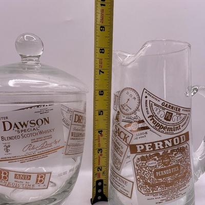Mid-Century Julius Wile Sons Liquor Label Barware Set