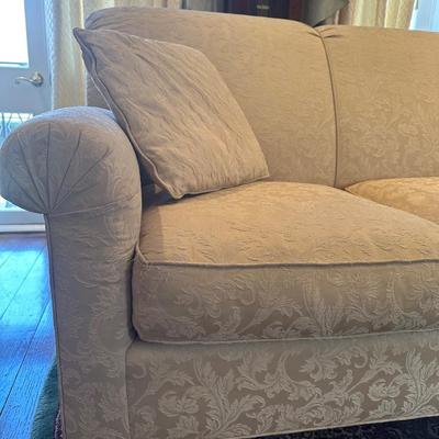Baker Milling Road Damask Upholstered Sofa