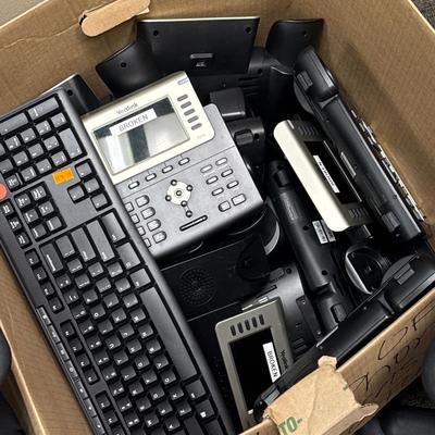 2CLOCK6-phones for parts, two office chairs, and hand sanitizer dispenser