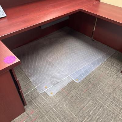 2CLOCK9-large desk, phone, and chair mats plus garbage can