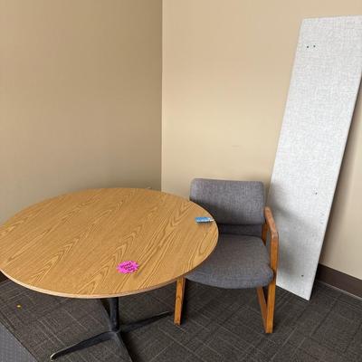 2S1-small round table, chair, and tack board