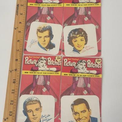 Vintage Picture Patches Iron On Celebrity Lot 4pc Johnny Fabian Dorothy Nelson