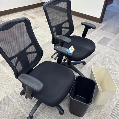 3E4-two office chairs, and two garbage cans