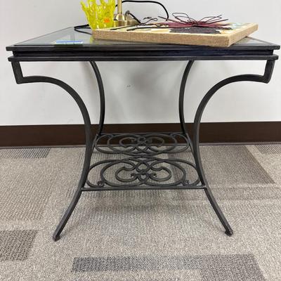 3E5-Glass top table and decor plus Lamp