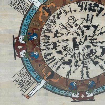 Framed Egyptian Papyrus Artwork – Signed