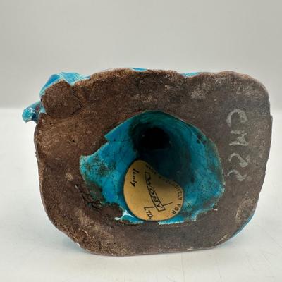 Ceramic Turquoise-Glazed Figure – Marked “Italy,” MONY LTD Label