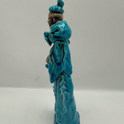 Ceramic Turquoise-Glazed Figure – Marked “Italy,” MONY LTD Label