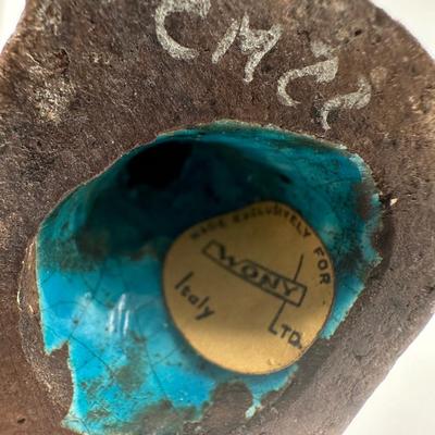 Ceramic Turquoise-Glazed Figure – Marked “Italy,” MONY LTD Label