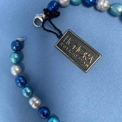 Sale Photo Thumbnail #426: Larger sized pearls.  Blue's & grays. 18" long.