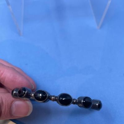 Sale Photo Thumbnail #466: Onyx & turquoise!  The turquoise bracelet has damage, see pictures! 32.6 grams total weight