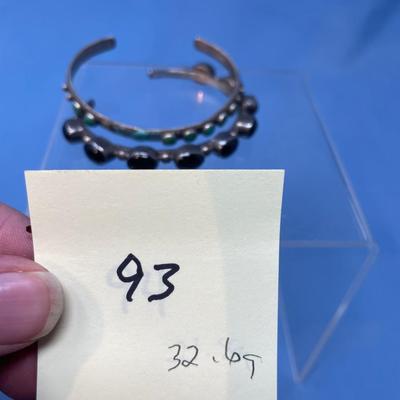 Sale Photo Thumbnail #464: Onyx & turquoise!  The turquoise bracelet has damage, see pictures! 32.6 grams total weight