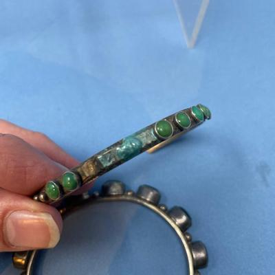 Sale Photo Thumbnail #468: Onyx & turquoise!  The turquoise bracelet has damage, see pictures! 32.6 grams total weight