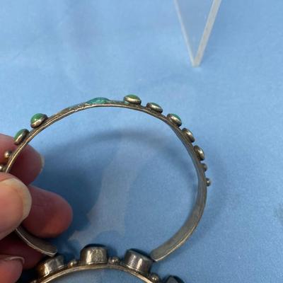 Sale Photo Thumbnail #469: Onyx & turquoise!  The turquoise bracelet has damage, see pictures! 32.6 grams total weight