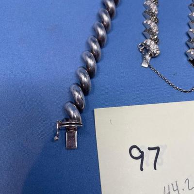 Sale Photo Thumbnail #484: The one has black/ clear CZs.  Both in good shape, ready to wear.  44.2 grams total weight.