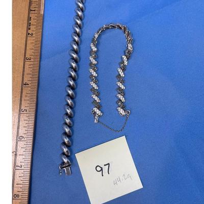 Sale Photo Thumbnail #482: The one has black/ clear CZs.  Both in good shape, ready to wear.  44.2 grams total weight.