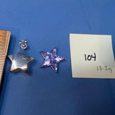 Sale Photo Thumbnail #509: The one has alexandrite czs.  The other is hollow. 13.2 grams total weight.