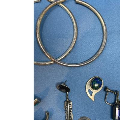 Sale Photo Thumbnail #538: 37.4 grams total weight. Take a good look, some need repair, some are singles, or don't quite match.  Still some great silver pieces to repurpose!