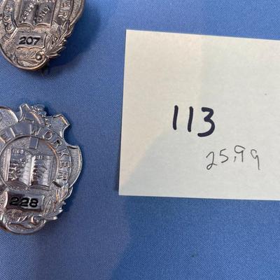 Sale Photo Thumbnail #545: The badges are cool!  The necklace has a brass heart.  25.9 grams total weight.