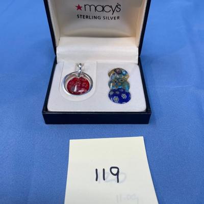 Sale Photo Thumbnail #573: New in box!  4 interchangeable glass discs. Sterling silver frame and chain.