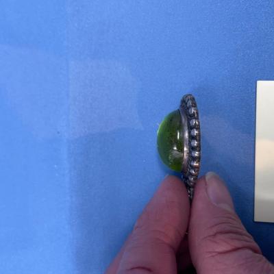 Sale Photo Thumbnail #585: M. Slim salamander sterling piece.  Green Apple Amber pendant.  Both in great shape! 19.1 grams total weight.