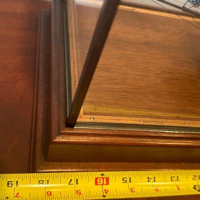 Hand-Crafted Wooden Model Ship “Amazon” in Glass Display Case