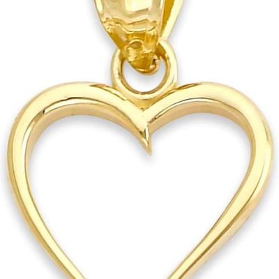 Real Solid Gold Heart Pendant in 10k