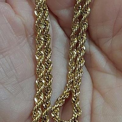 14kt Layered Gold 10k Rope Chain Necklace 4.2mm 26" Inch Yellow Gold Diamond Cut
