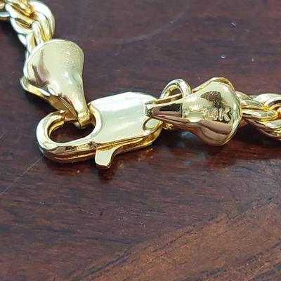 Marked 14K Yellow Gold Rope Chain Necklace