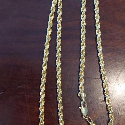 Marked 14K Yellow Gold Rope Chain Necklace