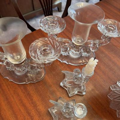 Antique Candlesticks and Luster Dish