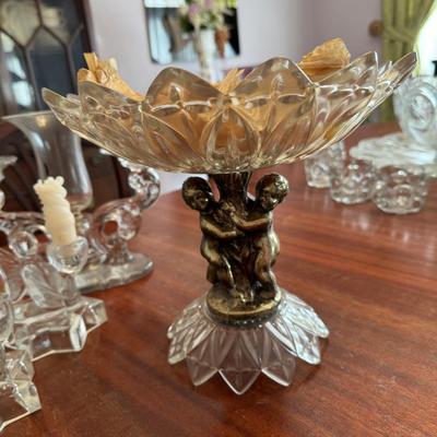 Antique Candlesticks and Luster Dish