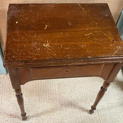 LOT 425: Vintage Sewing Machine Table and Bench