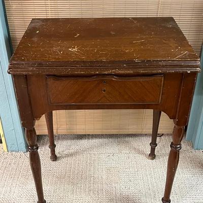 LOT 425: Vintage Sewing Machine Table and Bench