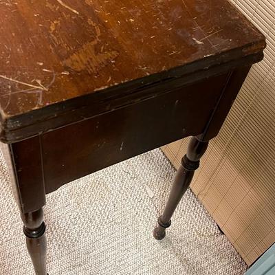 LOT 425: Vintage Sewing Machine Table and Bench